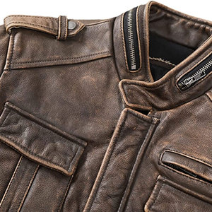 Chaqueta de Cuero para Hombre, Nueva, a la Moda, Corte Ajustado, Cuello Alto con Cierre, Estilo Urbano Ecológico, para Invierno, Directo de Fábrica - Product Image 5