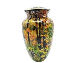 โกศบรรจุอัฐิสำหรับผู้ใหญ่ ทำจากอะลูมิเนียม ลายป่าฤดูใบไม้ร่วง สำหรับผู้ชายและผู้หญิง ขนาดใหญ่ สำหรับใส่เถ้ากระดูก - Product Image 6