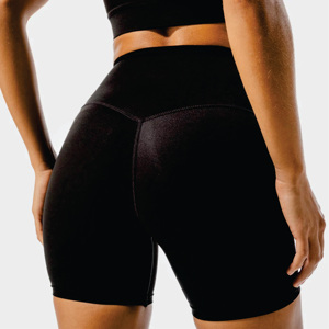 Ceinture élastique libre True Fit High Rise Mid Thigh Length 74% Nylon & 26% Spandex Black Core Agile Breathable Shorts - Product Image 5