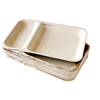 Barquette à compartiments 9*6 en bambou Areca, jetable, compostable, biodégradable, légère et écologique pour