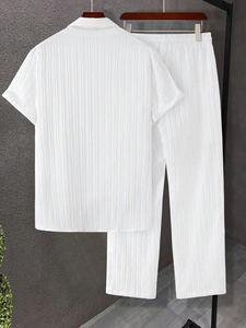 Chemise boutonnée unie et pantalon à cordon sans t-shirt pour hommes, personnalisé, meilleur survêtement pour hommes - Product Image 2