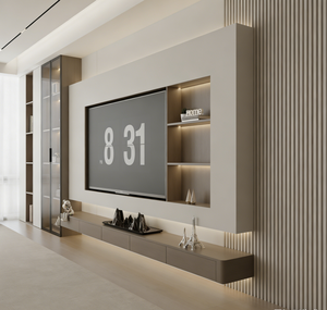 Mobile TV in Legno Ecologico per TV da 75 Pollici con Armadietti Chiusi, Arredamento per <span class=keywords><strong>Soggiorno</strong></span> e Studio - Product Image 2
