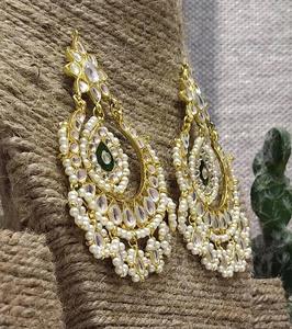 Top Indian Manufacturer Export Quality Bridal Heavy Gold Plated Pearl Cluster Drop Earring Inspired <b>Fashion</b> <b>Jewelry</b> - Product Image 3