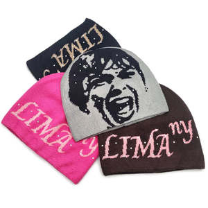 Venta al por mayor de fábrica Unisex adultos Otoño Invierno cálido tejido puño Beanie impermeable 3D bordado Puff Y2K estilo logotipo personalizado - Product Image 1