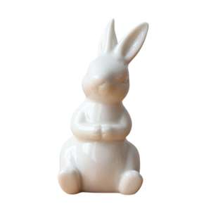 Décoration de Pâques Sculpture de lapin blanc assis mignon lapin Figurine intérieur décor à la maison objet prix bon marché - Product Image 1