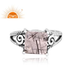 แหวนแยกอัญมณีสีดำธรรมชาติสีเงินสเตอร์ลิงเครื่องประดับสำหรับผู้หญิงของขวัญ - Product Image 4