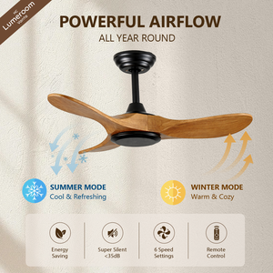 36 Inch Modern Wood <b>Ceiling</b> <b>Fan</b> No Light <b>with</b> <b>Remote</b> Control, Quiet Reversible DC Motor for Bedroom Apartment - Product Image 2
