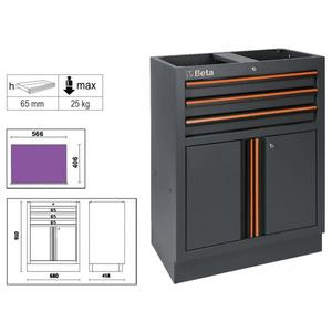 Módulo fijo de muebles de taller BETA C45PRO con 3 cajones y 2 puertas armarios de herramientas - Product Image 1