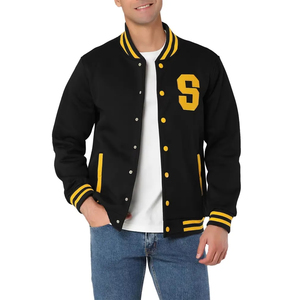 แจ็คเก็ตเบสบอลขนแกะแขนเสื้อหนังแท้สำหรับนักเบสบอล - Product Image 2