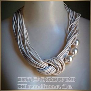 Collar de cuentas de algodón y resina de moda femenina Bohemia hecho a mano en India COLLAR COLGANTE - Product Image 6