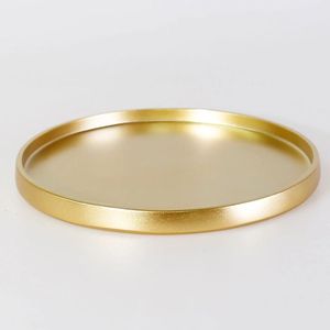 Plateau rond contemporain en or avec poignées coupées sur le côté idéal pour le cadeau de table de Ramadan ou la décoration de service à la maison - Product Image 4