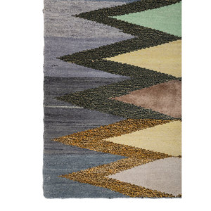 Freedom Manchaha Blue Geometric Pattern Hand Knotted Wool & Bamboo Silk Rugs for Entryway Hallway or Bedroom-LES-8095 - Product Image 4