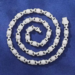 Collar de cadena cubana de moissanita estilo hip hop, diseño micro link con incrustaciones, estilo callejero de lujo, joyería hip hop para hombre - Product Image 2