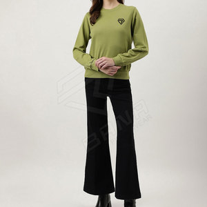 Nueva moda, sudaderas personalizadas con cuello redondo para mujer, algodón de alta calidad impreso, venta al por mayor, liso personalizado para invierno - Product Image 3