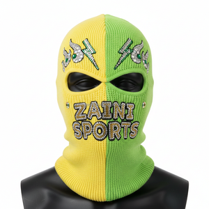 Balaclava en tricot côtelé pour femme, hiver, 280 GSM, mélange de coton et d'acrylique de qualité supérieure, couleur nude, logo personnalisé avec strass pour femme - Product Image 6