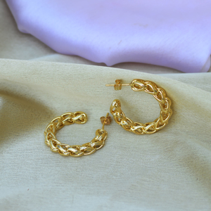 New Latest Bohemian <b>Stud</b> <b>Earrings</b> Minimalist Chain Hoops Brass 18k Gold Plated Geometric Design Women Gift OEM/ODM - Product Image 5