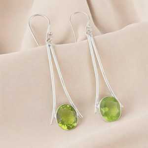 Pendientes de Peridoto Hechos a Mano en Plata de Ley Chapada en Oro, Joyería Fina para Mujer, Regalo de Joyería con Piedra de Nacimiento de Agosto, para Fiestas - Product Image 4