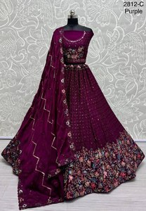 Partywear lehenga choli กับด้ายและลำดับการทำงาน - Product Image 4