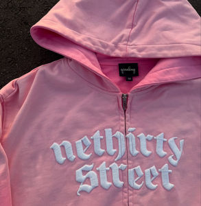 เสื้อมีฮู้ดสำหรับผู้ชายกระดุมพลอยเทียมมีลายพิมพ์ DTG มีฮู้ดสำหรับล้างหินมีช่องซิปรูด500gsm - Product Image 5