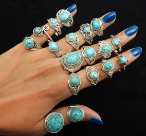 Bague en pierres précieuses turquoise naturelle bleu ciel pour cadeau de noël en argent sterling 925 bijoux en gros bagues fines fournisseurs inde - Product Image 6