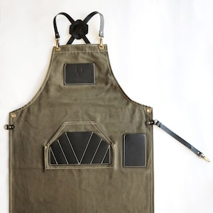 Tablier à sangle de sécurité flexible Tablier en coton tissé Tablier de coupe de chef Long Tie Pocket Front Strong Stitch Quick Dry Clean Layer Tablier - Product Image 3