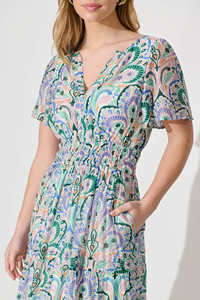 Vestido largo con estampado floral de algodón 100% para mujer, escote en V, borlas bordadas, cintura Natural, lavable, estampado Digital informal - Product Image 5