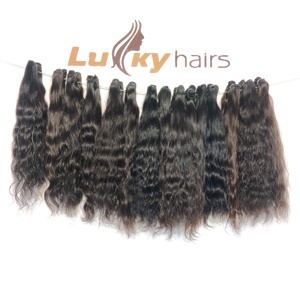 Extensions de cheveux humains vierges bruts 100% naturels, ondulés, non traités, provenant du temple indien du Sud, en lots, prix usine de gros - Product Image 1