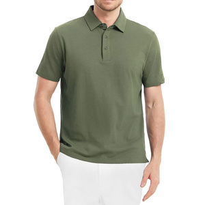 Polos de algodón 100% de manga corta personalizados para hombre, camisetas de polo de tela cómodas con logotipo serigrafiado Vintage para hombre - Product Image 4
