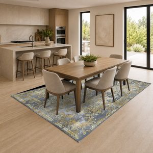 Tapis de salon en chenille antidérapant, imprimé numérique effet marbre multicolore neutre, lavable en machine, vente en gros RUGS DEPOT LXDP-0286 - Product Image 4