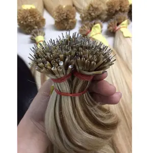 100% レミーヒューマンダブル描画ヨーロピアンヘアプレボンデッドレミーケラチンYチップヒューマンヘアエクステンション