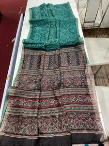 Sari indio tradicional de lino con estampado digital, ropa étnica india exclusiva de última moda para bodas y fiestas, diseño de boutique india. - Product Image 1