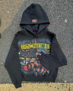 Fabricante de ropa de alta calidad 100% algodón 400 GSM Streetwear DTG impresión Vintage ácido lavado Sudadera con capucha para hombres - Product Image 4