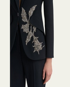 Vente flash Manteau de luxe en laine et cachemire mélangés avec des appliques de perles et des poignets en fourrure pour femmes - Product Image 4