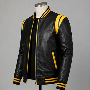 Veste en cuir pour homme, style varsity, logo brodé personnalisé, vêtements d'extérieur pour l'hiver, veste en cuir pour homme, style varsity - Product Image 6
