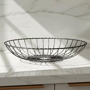 Wholesome Fresh Metal Fruit <b>Basket</b> Stylish Eco-Friendly Assorted Fruits Table Display <b>with</b> Handle Width 33.56cm Height 7.62cm - Product Image 4