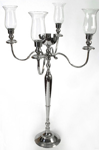 Portavelas de pieza central de plata con cuenco de cristal para decoración de boda/Fiesta de cuatro niveles para decoración de boda decoración de hotel - Product Image 6