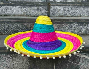 Large Colorful Mexican Sombrero Hat, Handwoven Straw Fiesta Hat,Traditional Mexican Party Costume Hat, Fiesta Decorations - Product Image 1