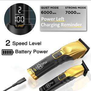 Tondeuse professionnelle sans fil 2-en-1 pour barbier, 2 vitesses, tondeuse à cheveux et à barbe, lames amovibles, affichage facile de la batterie, professionnelle - Product Image 4