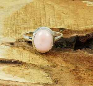 Bague en opale rose faite à la main, ovale, en argent sterling, bijoux en pierres précieuses, bague en pierre naturelle, bague en argent élégante, cadeau pour femmes - Product Image 5
