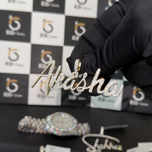 Pendentif personnalisé en argent 925 plaqué or avec diamants VVS, pour homme, style rappeur, pour les fêtes, certifié IGI - Product Image 2