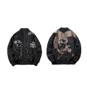 Men's Women's Winter <b>Padded</b> Bomber Jacket Phoenix Embroidery High Street Style Canvas Sheep Skin <b>Hip</b> Hop Japan Baseball Coat - Product Image 6
