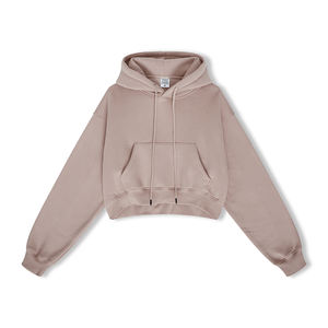 Qualité supérieure personnalisée femmes haut court à capuche décontracté femmes sweats à capuche pull recadrée surdimensionné femmes sweats à capuche - Product Image 4