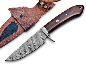 Couteau de survie extérieur en acier damas fait à la main lame fixe gaine en cuir Support OEM Style Cowboy pour la chasse et le camping - Product Image 3