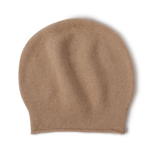 Gorro de Cachemira Cálido para Mujer, Invierno 2024, Borde Enrollado, Color Liso, Gorro de Punto de Lujo para Dama, de Alta Calidad - Product Image 3