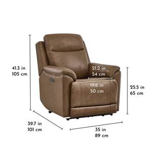 Fauteuil inclinable électrique à double moteur abordable avec télécommande, en similicuir beige, style contemporain - Product Image 2