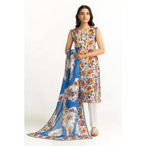 Traje de 3 piezas de gasa estampada sin coser SD-52003, top incluido - Product Image 5