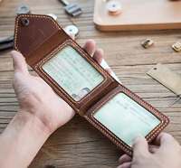 Dompet tempat kartu kulit gaya baru 2026 tempat kartu kredit kulit pedesaan RFID dompet kartu bisnis kulit Logo kustom