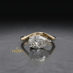 Anillo de Compromiso de Diamantes con Corte Pera Premium en Oro de 18K, Anillo Nupcial de Lujo - Product Image 6