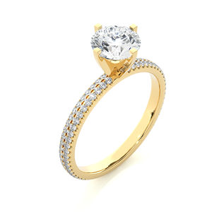 Solitaire de diamants de laboratoire de forme ronde glacée Bague de fiançailles en or jaune 14 carats avec diamant de 1.00 ct pour femmes et hommes - Product Image 4