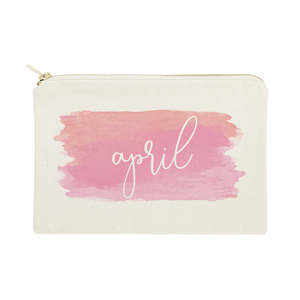 Lovely for Pink Watercolor Cosmetic Bag with Personalized Name Portable Travel <b>Makeup</b> Pouch Organizer <b>Case</b> with Letter Pattern - Product Image 1